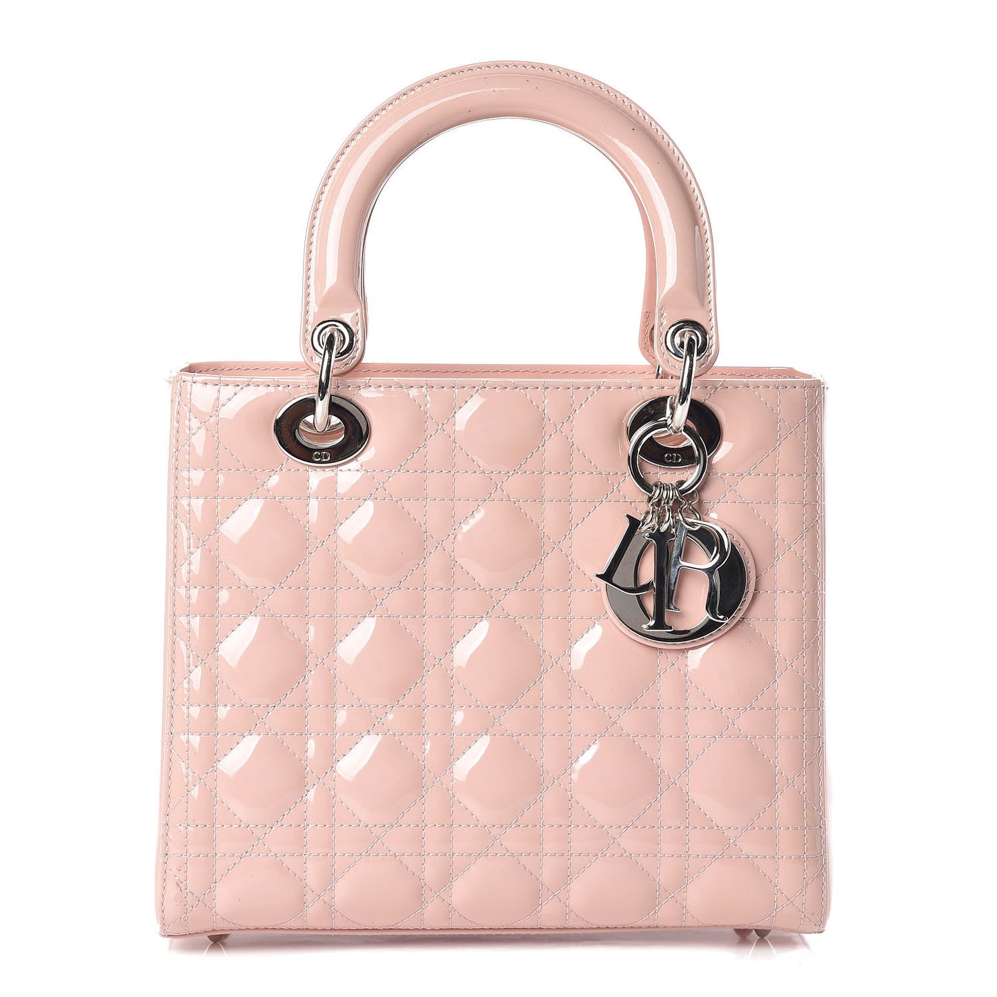 Patent Cannage Medium Lady Dior Rose Clair