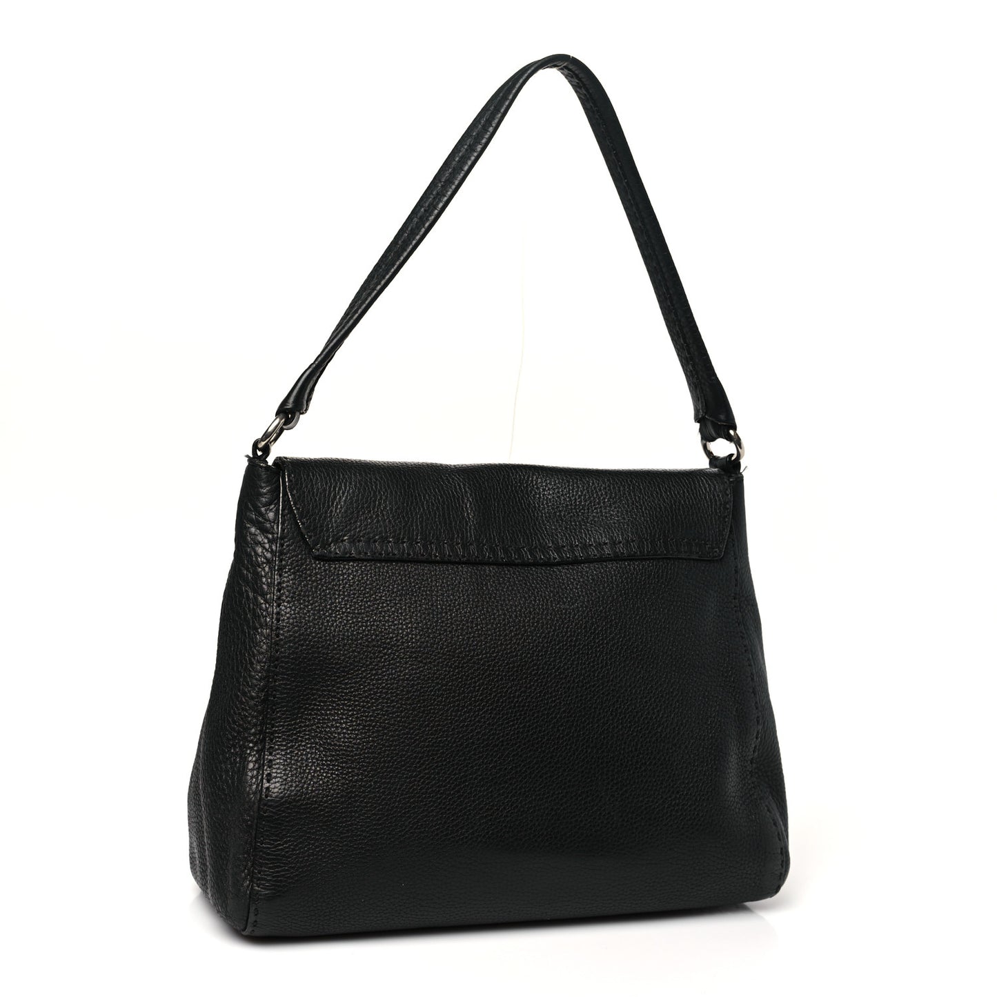 Vitello Daino Shoulder Flap Bag Black