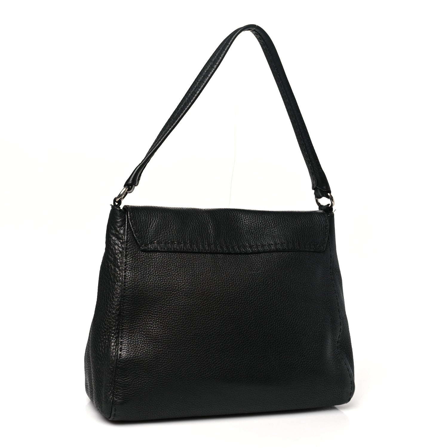 Prada Vitello Daino Shoulder Flap Bag Black 3 of 11