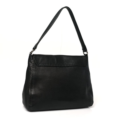Prada Vitello Daino Shoulder Flap Bag Black 3 of 11