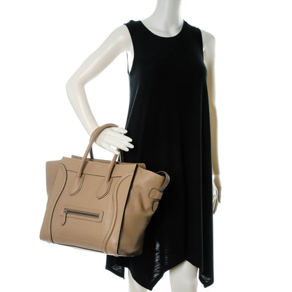 Celine Drummed Calfskin Mini Luggage Dune 2 of 8