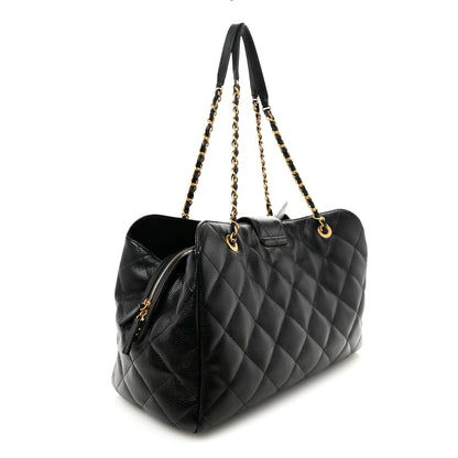 Chanel Metallic Grained Calfskin Quilted Shopping Tote Black 3 of 11