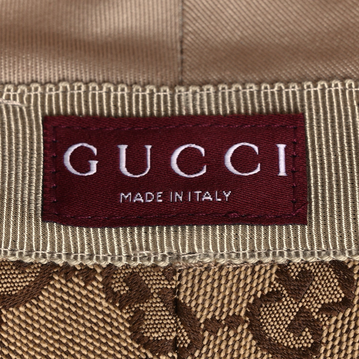 Gucci Monogram Textured Dollar Calfskin GG Jago Bucket Hat S Cacao Beige 8 of 11