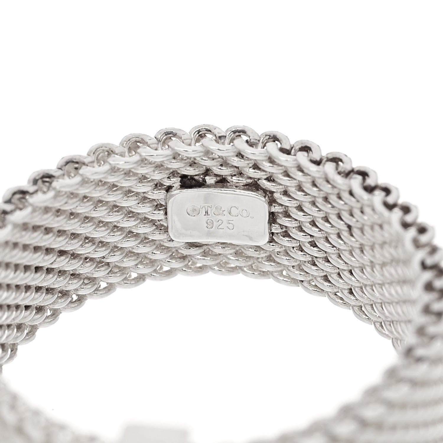 Tiffany Sterling Silver Diamond Somerset Mesh Ring 52 6 4 of 4