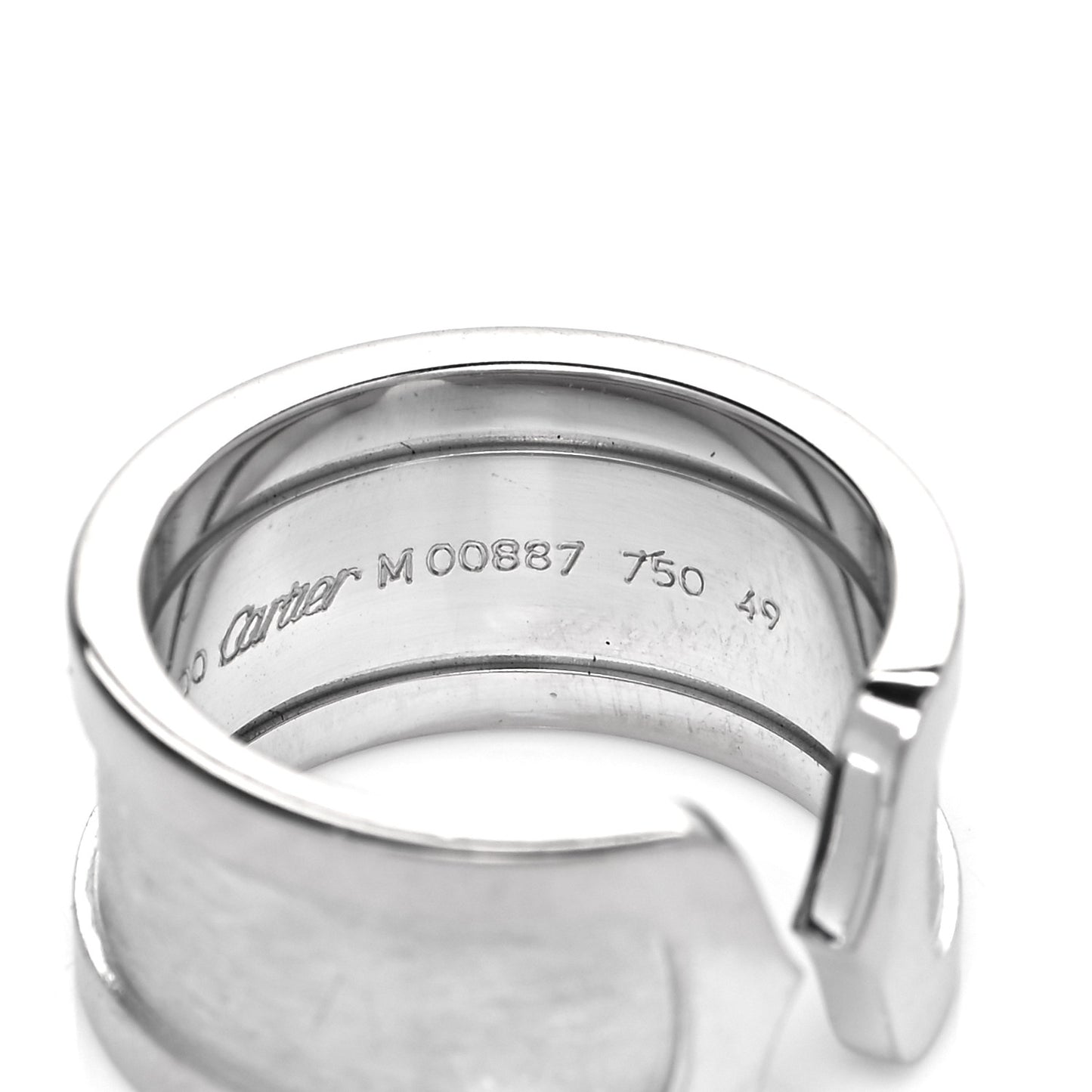 18K White Gold 10mm Logo De Cartier Ring 49 4.75