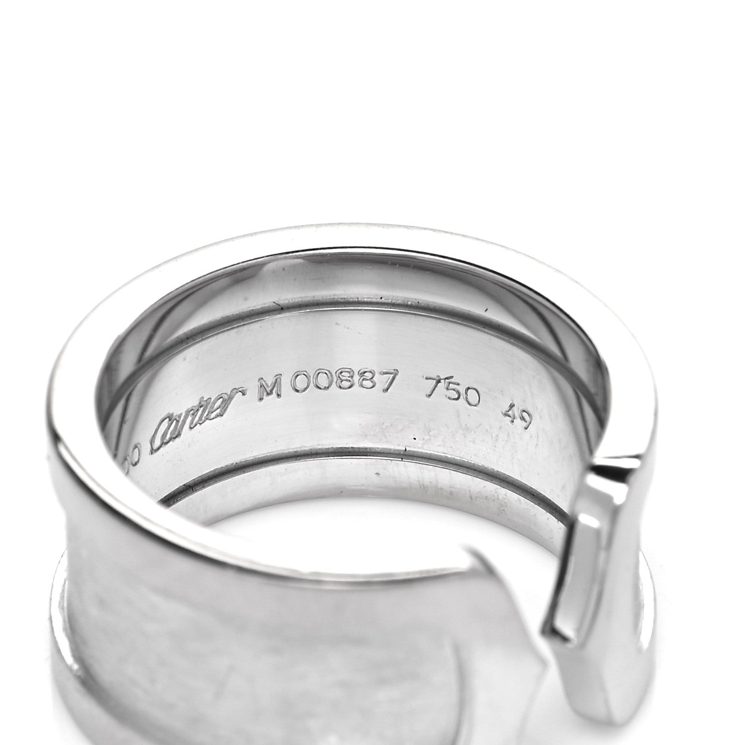 Cartier 18K White Gold 10mm Logo De Cartier Ring 49 4.75 7 of 8