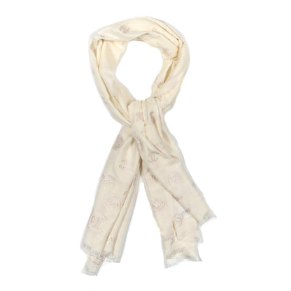 Chanel Cashmere Silk Fringe Stole Ecru Golden 1 of 4