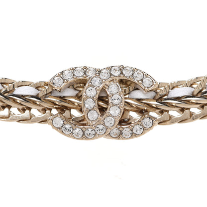 Chanel Metal Lambskin Crystal CC Choker Gold White 4 of 6