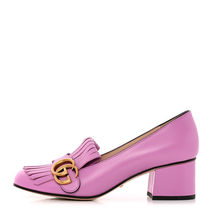 Gucci Malaga Kid GG Marmont Fringe 50mm Loafer Pumps 36.5 Candy Mousse 1 of 10