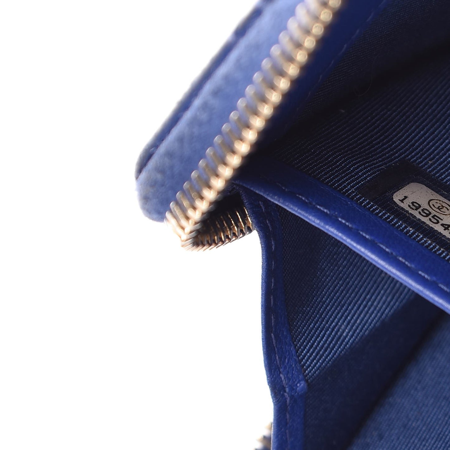 Lambskin Quilted Large Gusset Zip Around Wallet Blue