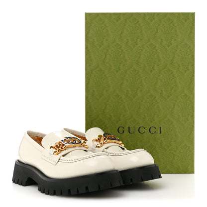 Gucci Cordovan Lux Womens Jeanne Platform Lug Sole 30/45mm Loafers 38.5 White 10 of 10