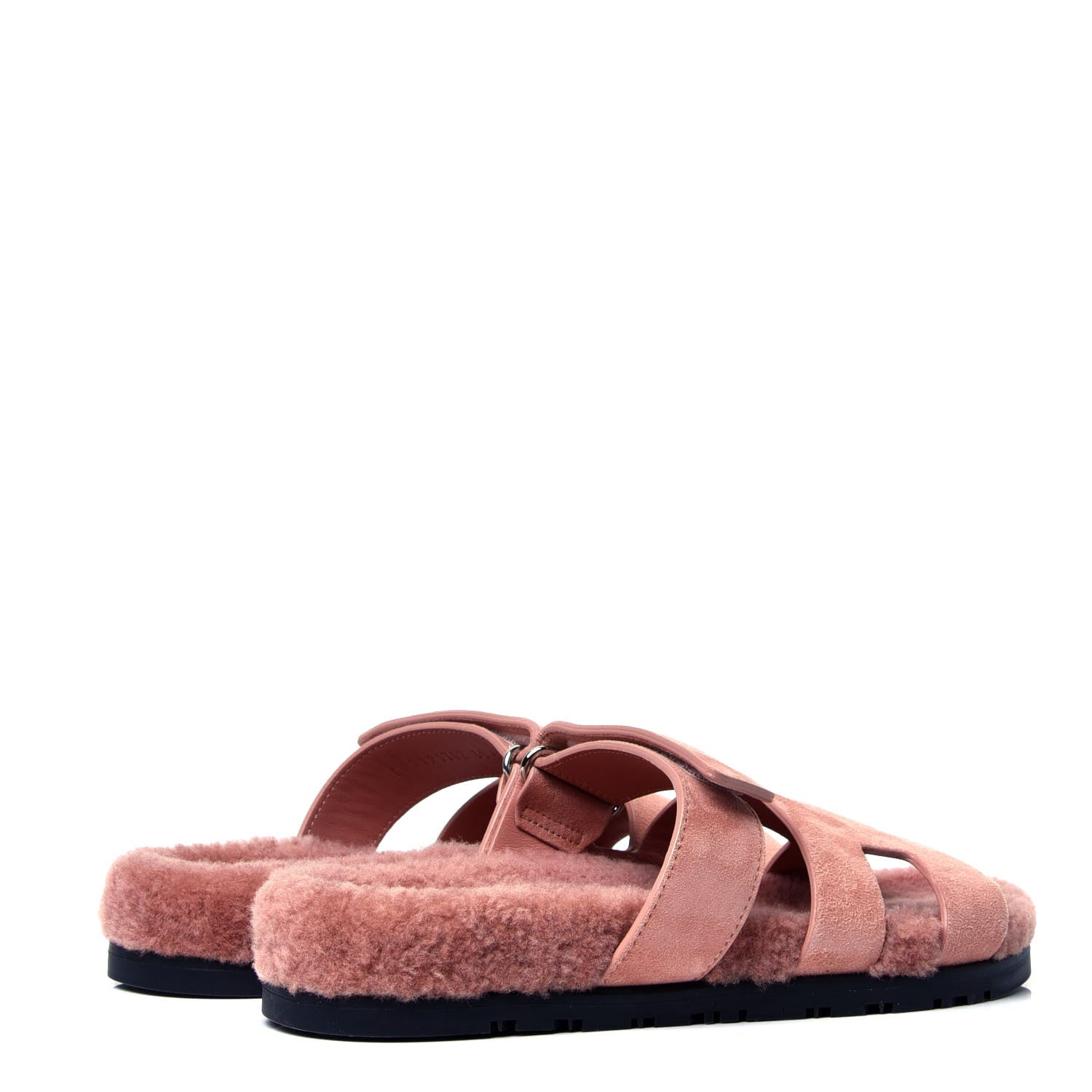Hermes Suede Goatskin Woolskin Womens Chypre Sandals 38 Rose Aube 4 of 5