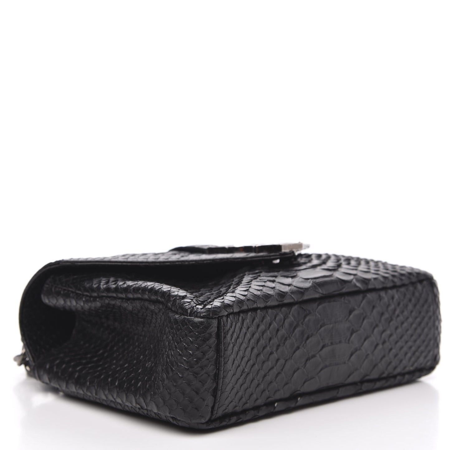 Calfskin Python Embossed Monogram Medium College Bag Black