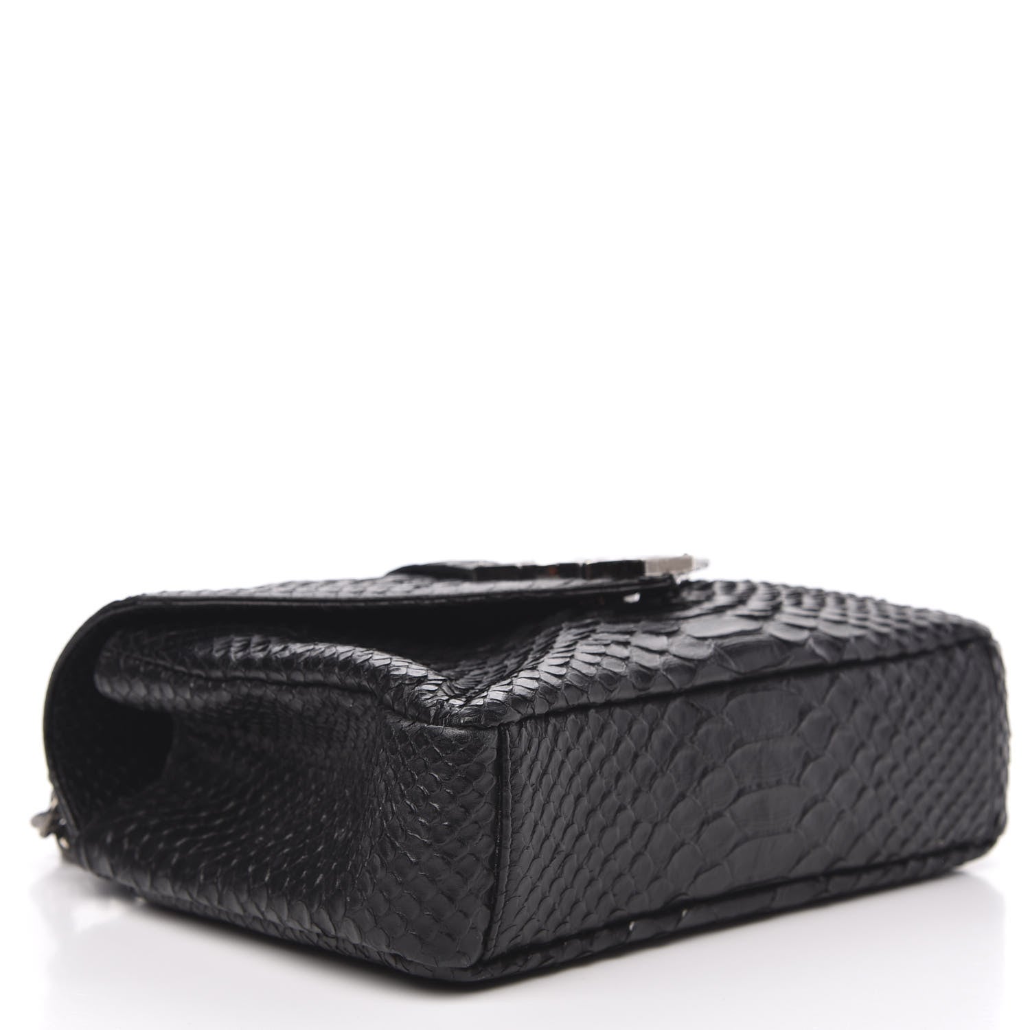 Saint Laurent Calfskin Python Embossed Monogram Medium College Bag Black 4 of 9