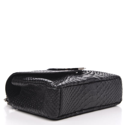 Saint Laurent Calfskin Python Embossed Monogram Medium College Bag Black 4 of 9