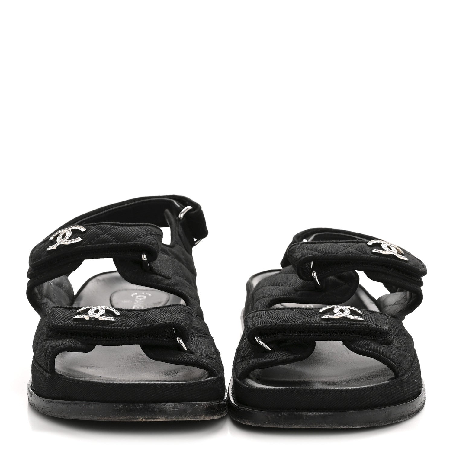 Chanel Mixed Fibers Velcro Dad Sandals 39 Black 3 of 10
