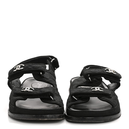 Chanel Mixed Fibers Velcro Dad Sandals 39 Black 3 of 10