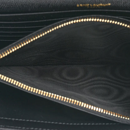 Saint Laurent Grain De Poudre Matelasse Chevron Monogram Chain Wallet Black 6 of 11