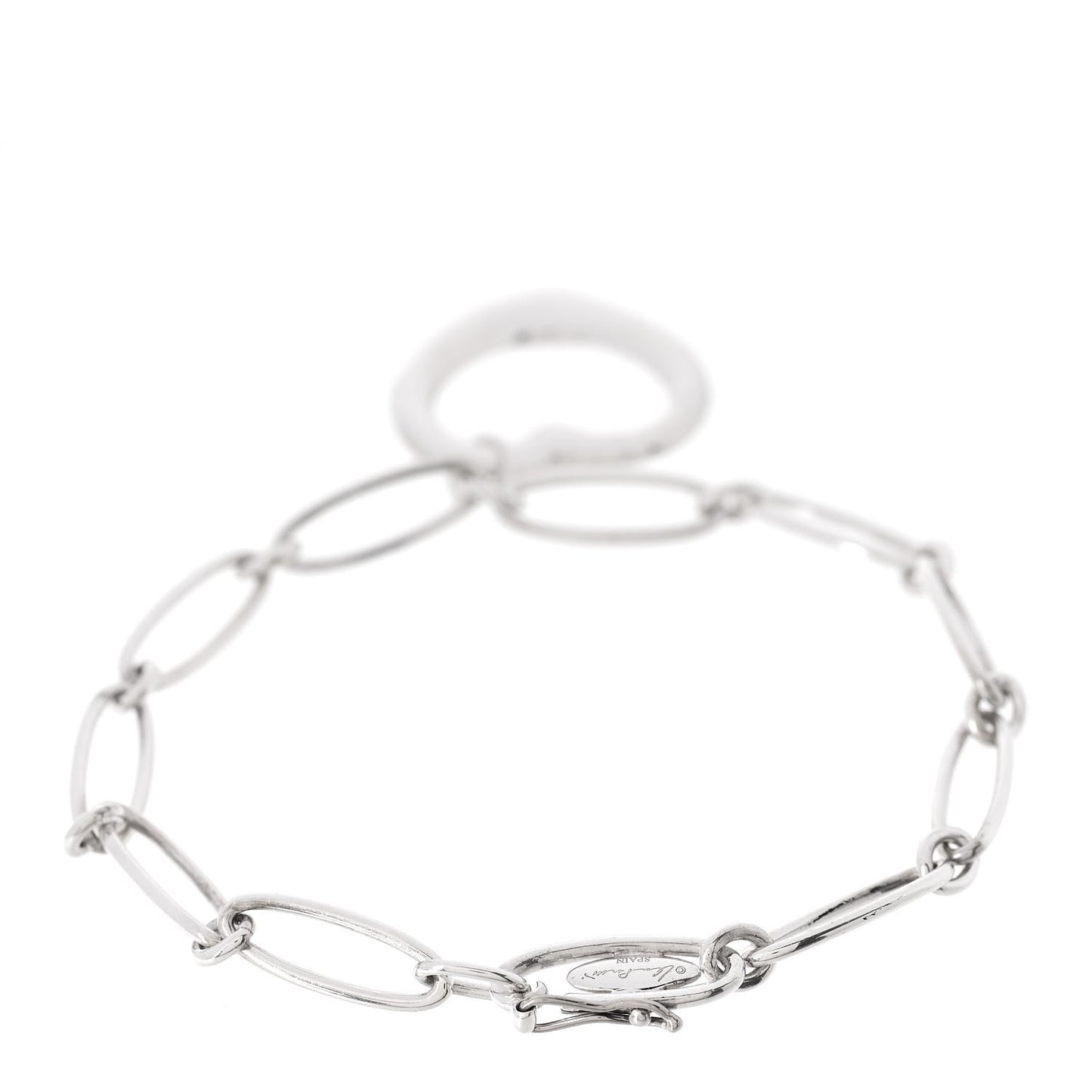 Sterling Silver Elsa Peretti Open Heart Oval Link Charm Bracelet