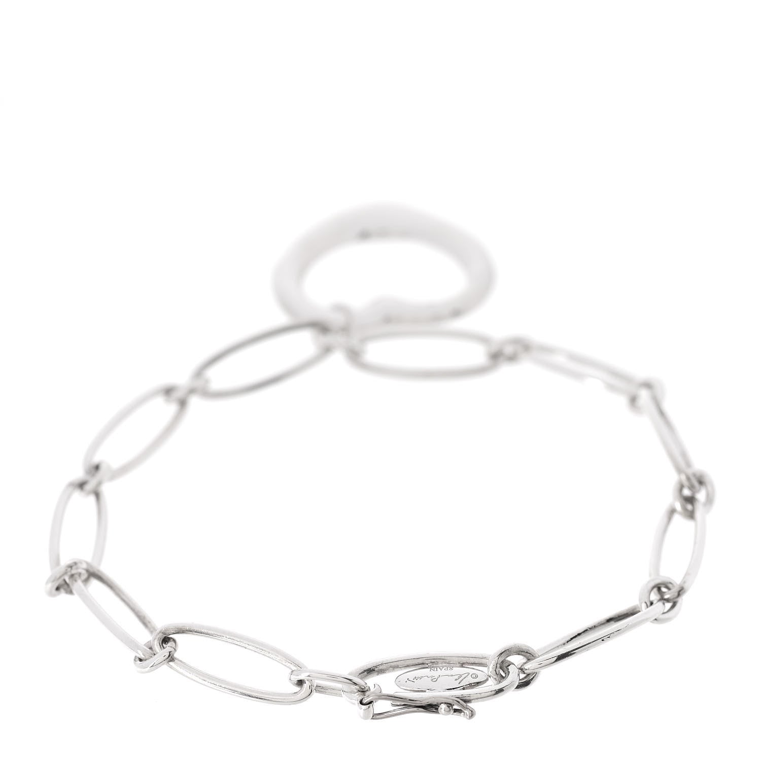 Tiffany Sterling Silver Elsa Peretti Open Heart Oval Link Charm Bracelet 3 of 5