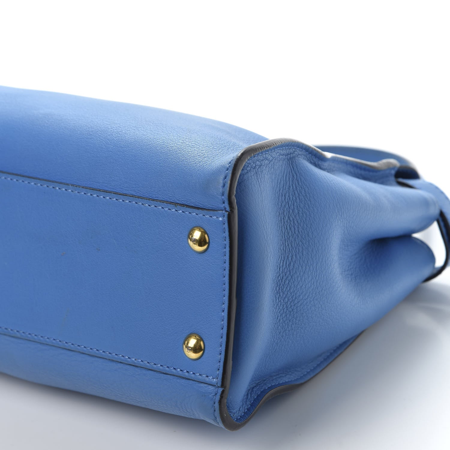 Fendi Vitello Seta Medium Peekaboo Iconic Satchel Blue Royal 6 of 11