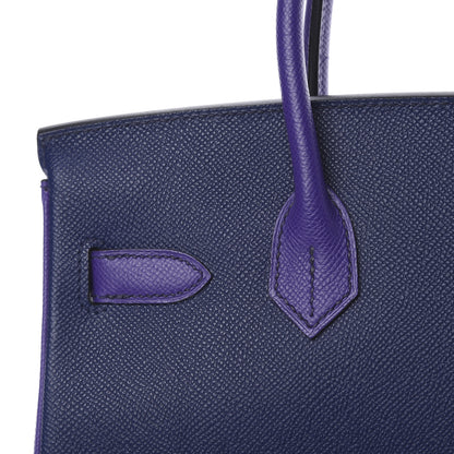 Hermes Epsom Horseshoe Birkin 30 Blue Encre Ultraviolet Rose Tyrien 9 of 35