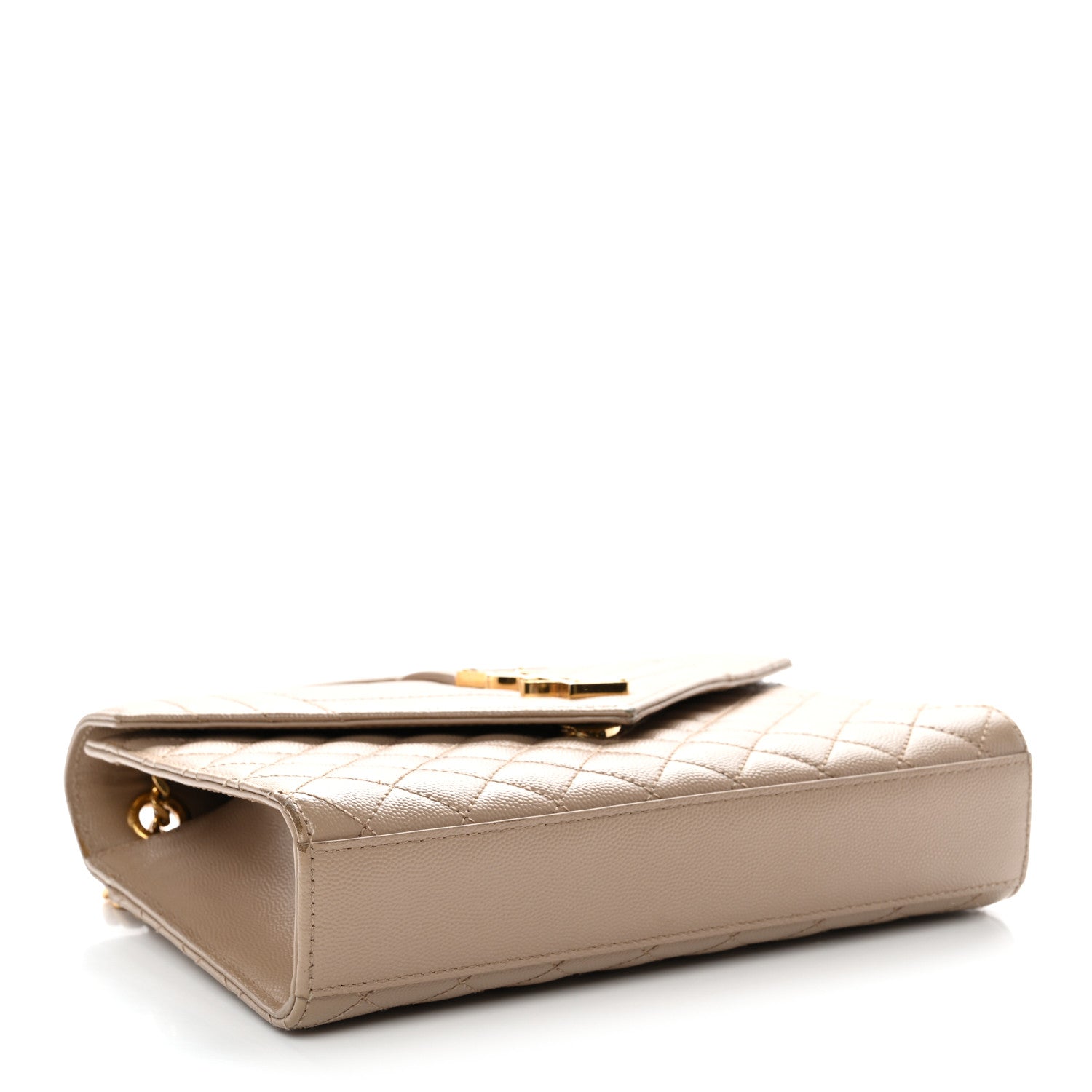 Saint Laurent Grain De Poudre Textured Mixed Matelasse Medium Triquilt Monogram Satchel Dark Beige 4 of 14
