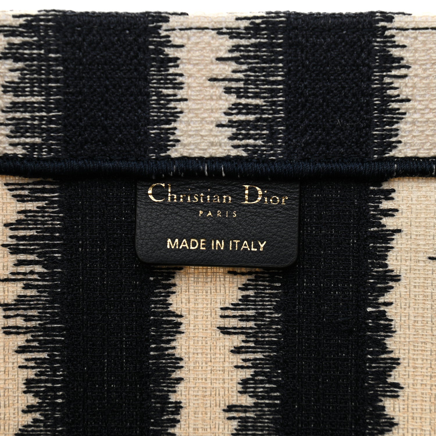 Christian Dior Canvas Embroidered Large Striped Book Tote Navy 6 of 10