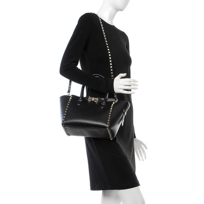 Valentino Garavani Vitello Small Rockstud Double Handle Tote Black 2 of 9