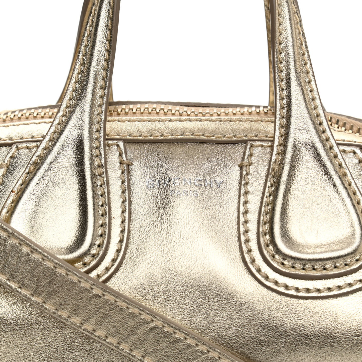 Metallic Calfskin Micro Nightingale Gold