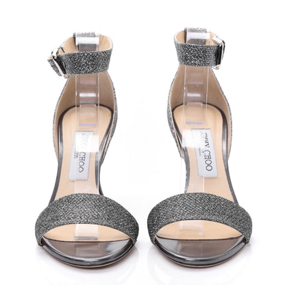 Jimmy Choo Glitter Fabric Edina Sandals 37.5 Anthracite 2 of 12