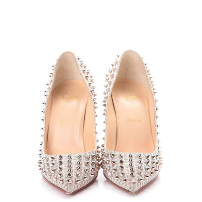 Christian Louboutin Pigalle Follies 100 Spiked Textured Lame 38.5 Rose Gold 2 of 11