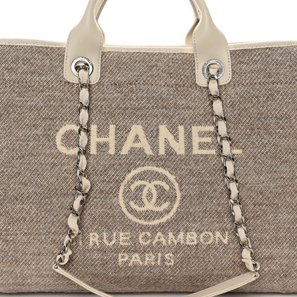 Chanel Mixed Fibers Calfskin Medium Deauville Tote Light Grey 8 of 10