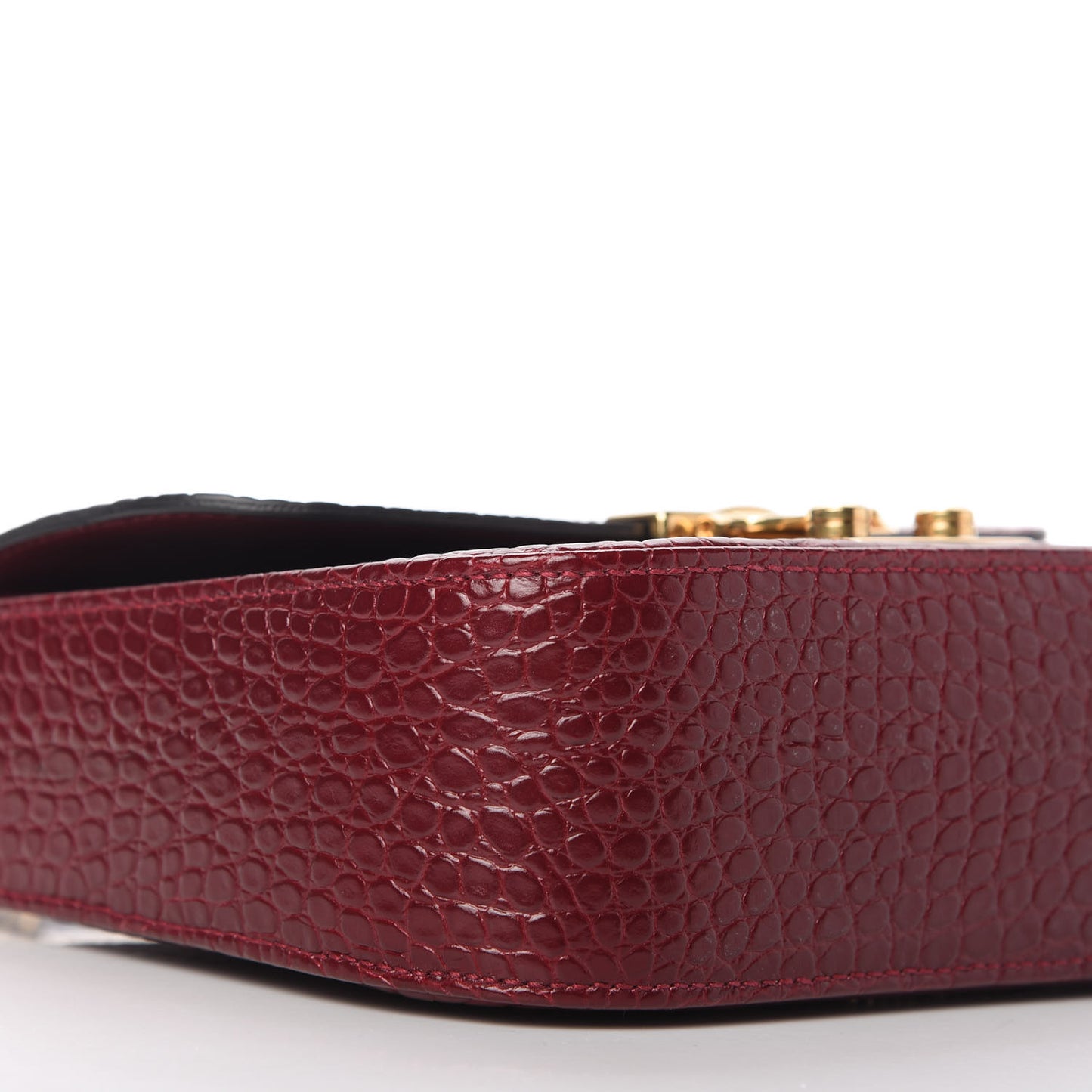 Crocodile Print Calfskin Top Handle Bag Rubino