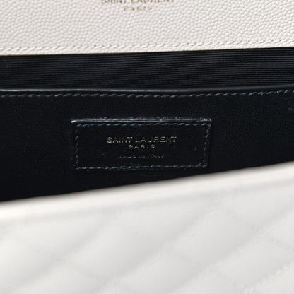 Saint Laurent Grain De Poudre Textured Mixed Matelasse Medium Triquilt Monogram Satchel Crema Soft 6 of 6