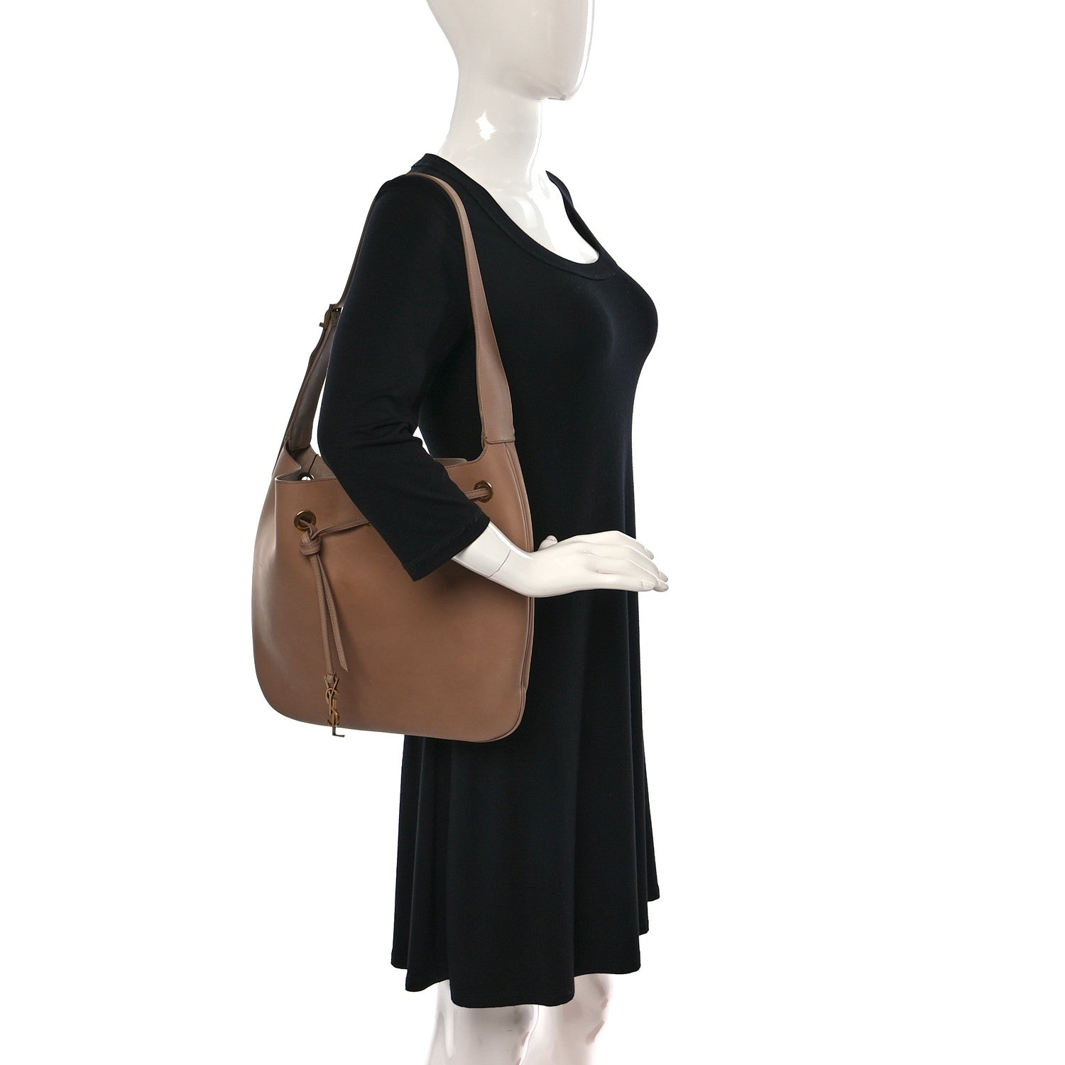 Saint Laurent Calfskin Medium Paris VII Flat Hobo Nutmeg 2 of 13