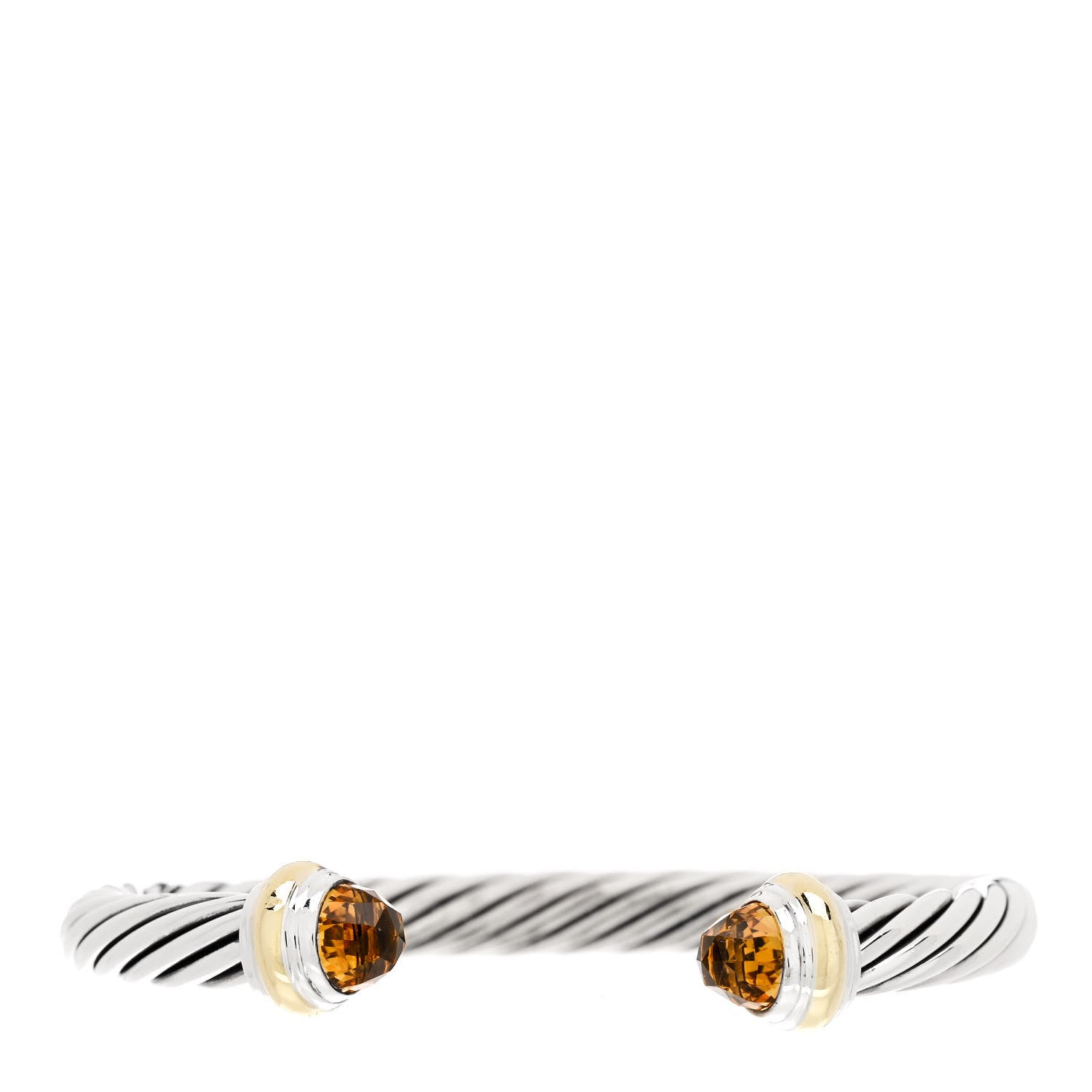 David Yurman Sterling Silver 14K Yellow Gold Citrine 7mm Cable Classics Bracelet 1 of 3