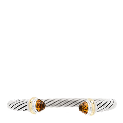 David Yurman Sterling Silver 14K Yellow Gold Citrine 7mm Cable Classics Bracelet 1 of 3