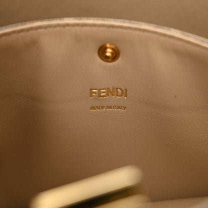 Fendi Vitello Seta Glazed Fabric FF 1974 Medium Peekaboo X-Lite Black Mogano Panna 6 of 10