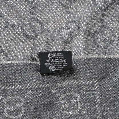 Gucci Wool Monogram Fringe Scarf Grey 4 of 6