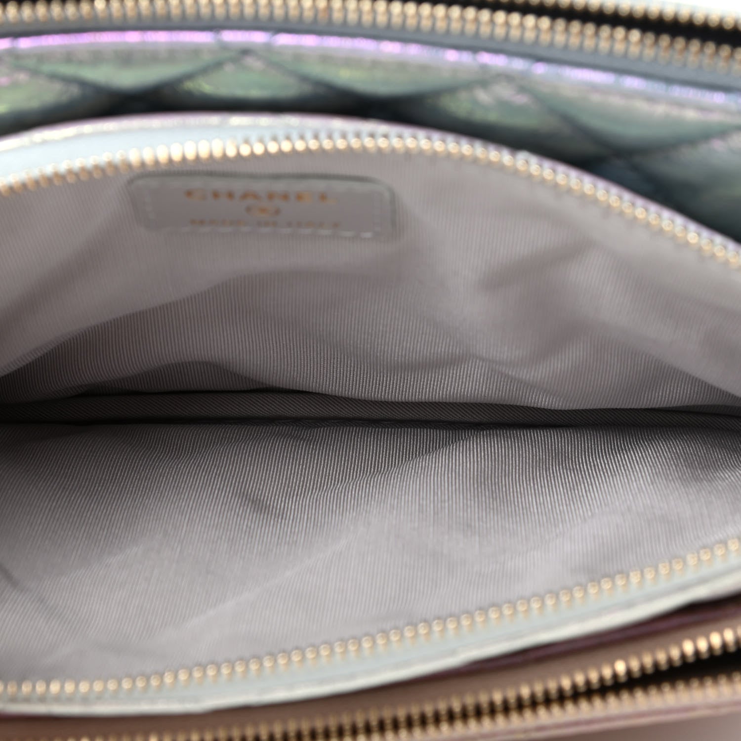 Chanel Iridescent Crumpled Calfskin Trio Cosmetic Case Blue Pink Ivory 8 of 12