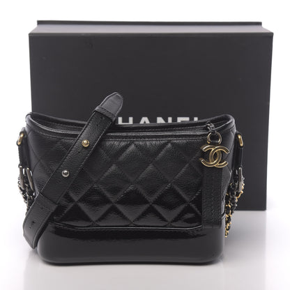 Chanel Patent Goatskin Quilted Small Gabrielle Hobo Black 12 of 12
