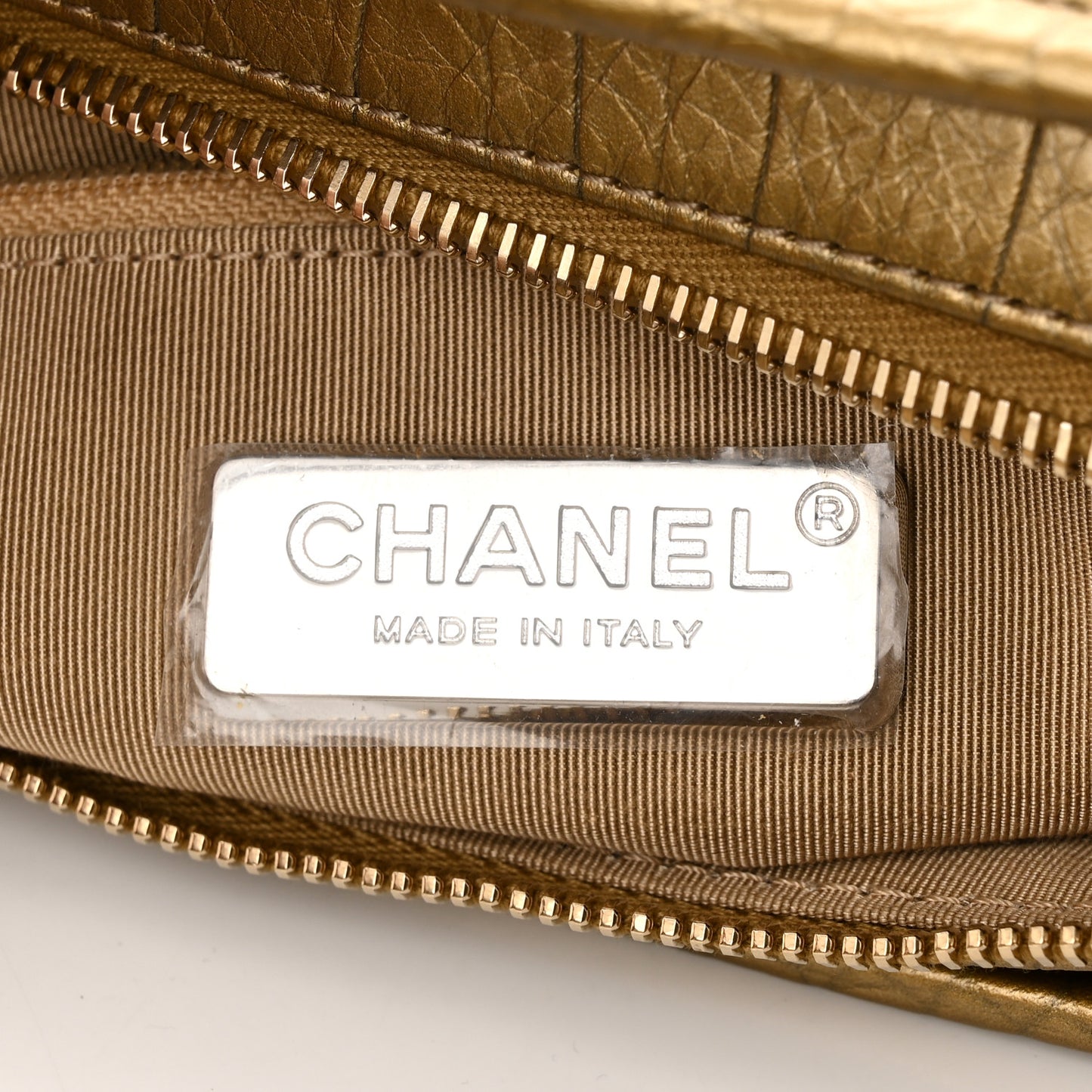 Metallic Calfskin Crocodile Embossed Medium Gabrielle Cocodile Hobo Gold