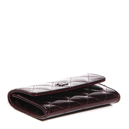 Chanel Striated Patent Quilted Card Holder Burgundy 4 of 9