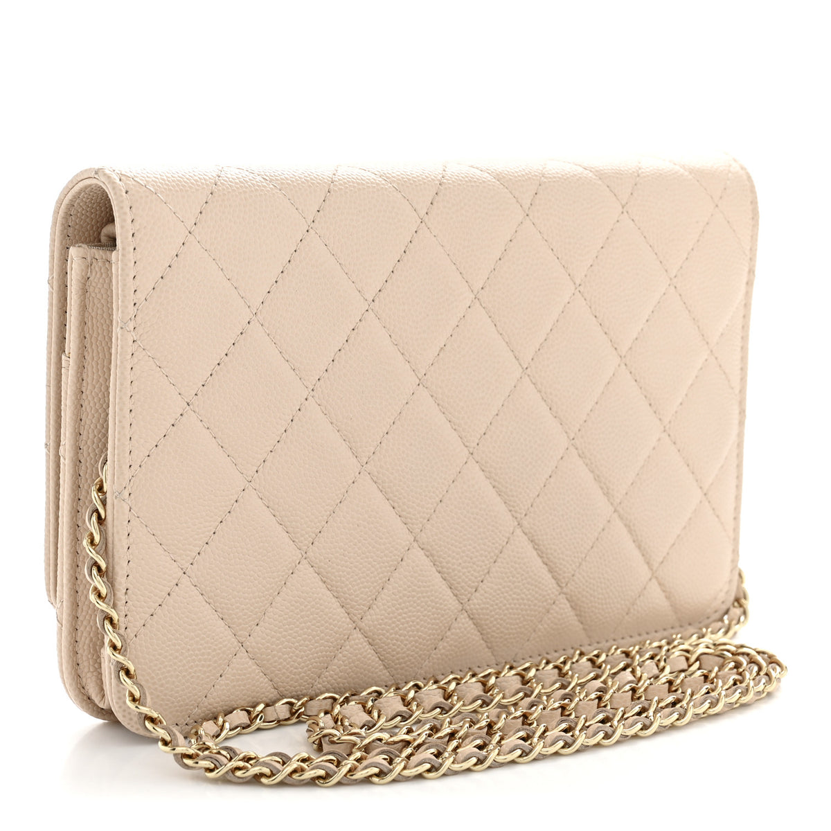 Caviar Quilted Golden Class Wallet On Chain WOC Light Beige