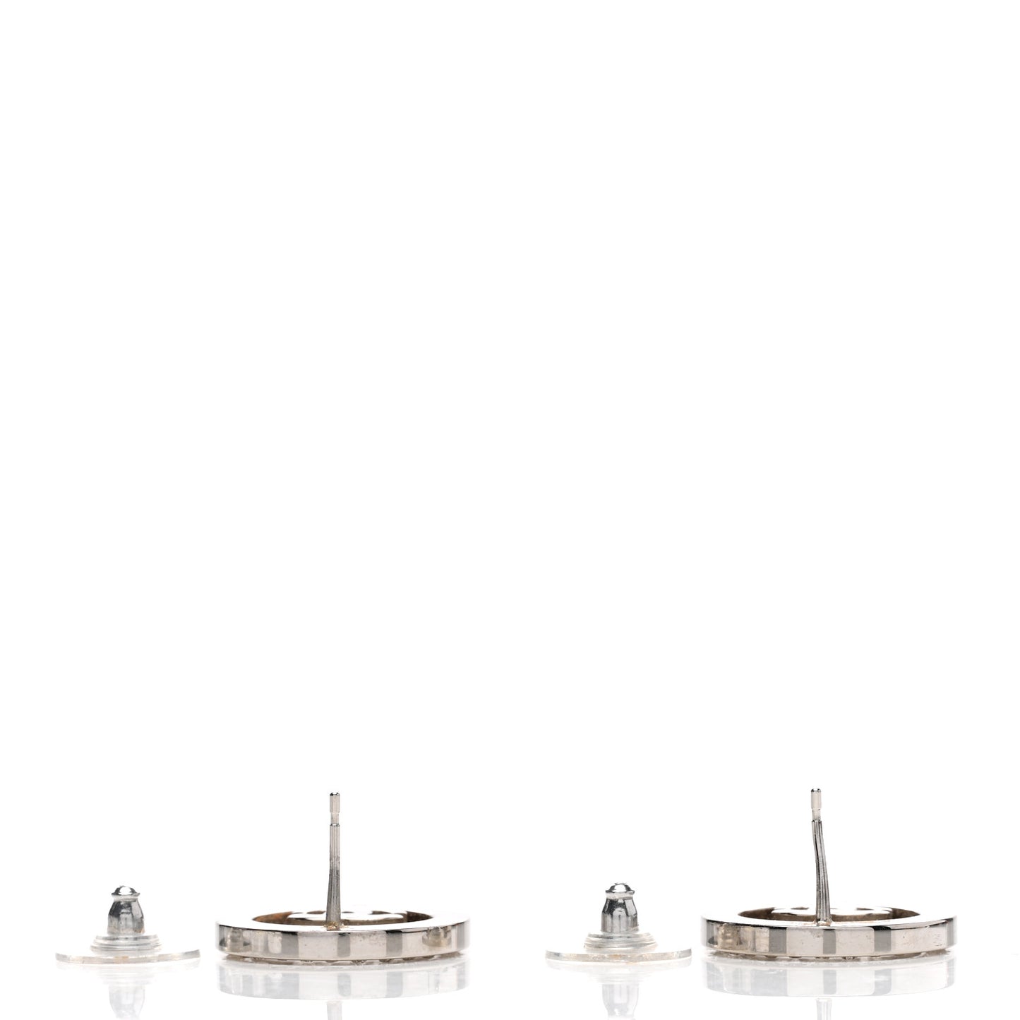 Crystal CC Round Earrings Silver