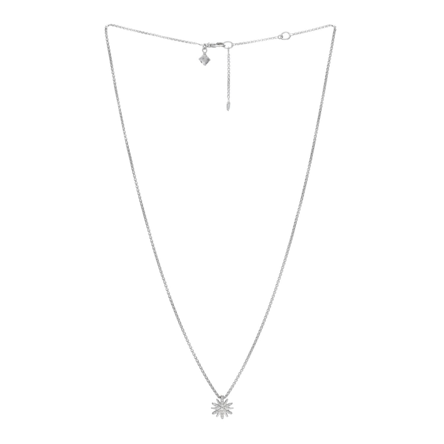 David Yurman Sterling Silver Diamond 10.5mm Petite Starburst Pendant Necklace 2 of 3