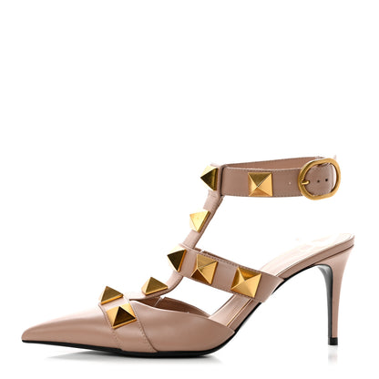 Valentino Garavani Calfskin Roman Stud Ankle Strap 80mm Pumps 37.5 Rose Cannelle 1 of 10