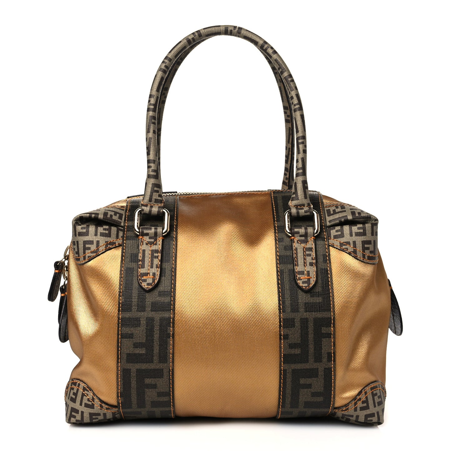 Zucca Zucchino Mixed Media Small B Mix Tote Tobacco Gold