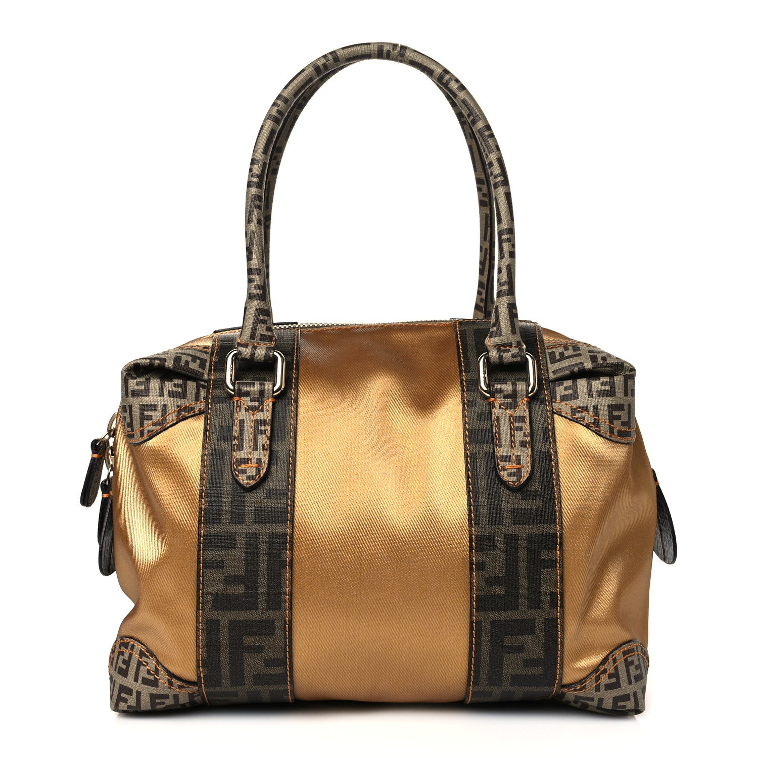 Fendi Zucca Zucchino Mixed Media Small B Mix Tote Tobacco Gold 1 of 10